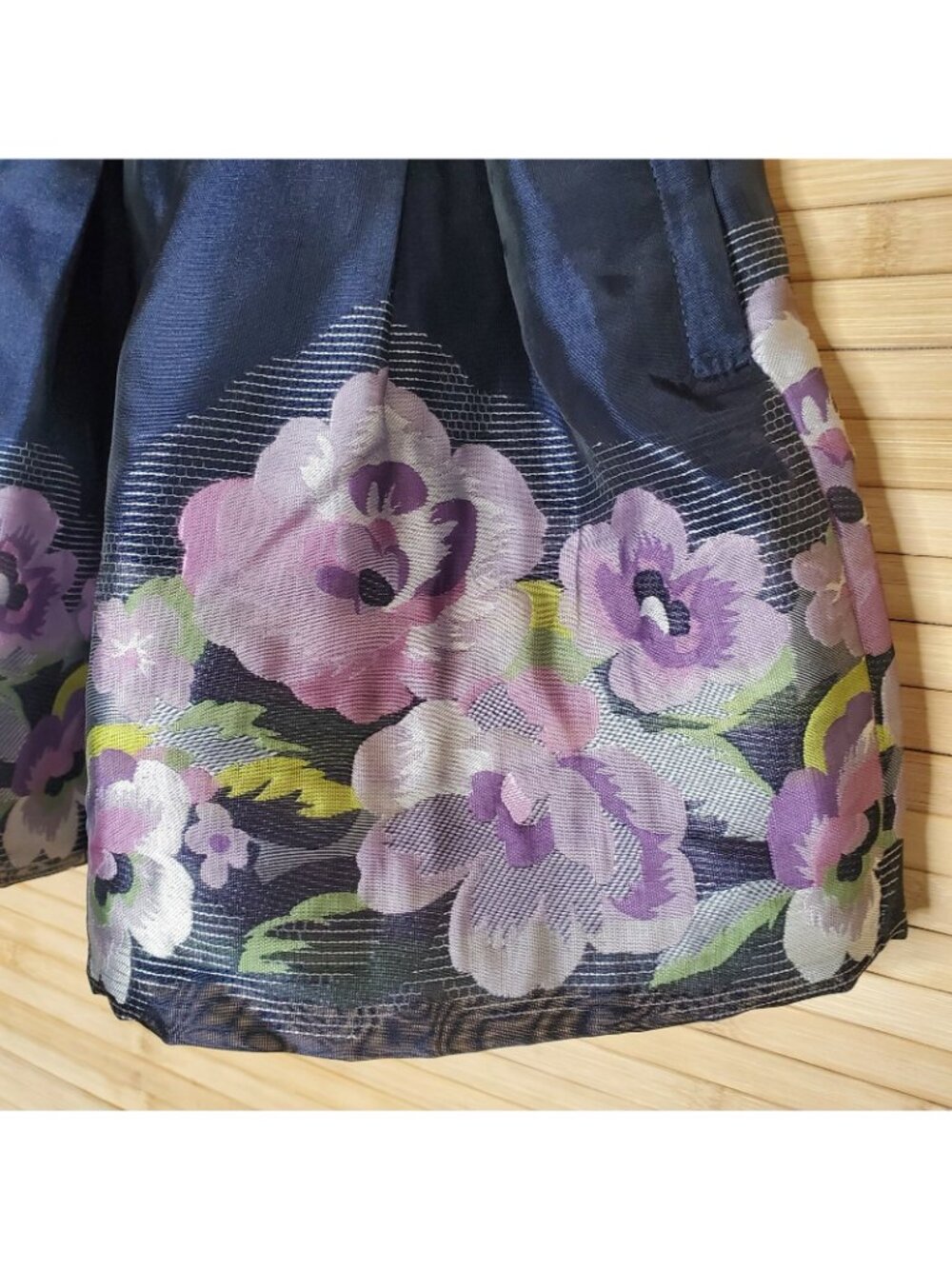Janie and Jack floral dressy lined adjustable pleated skirt sz 5 side zip - Picture 2 of 5